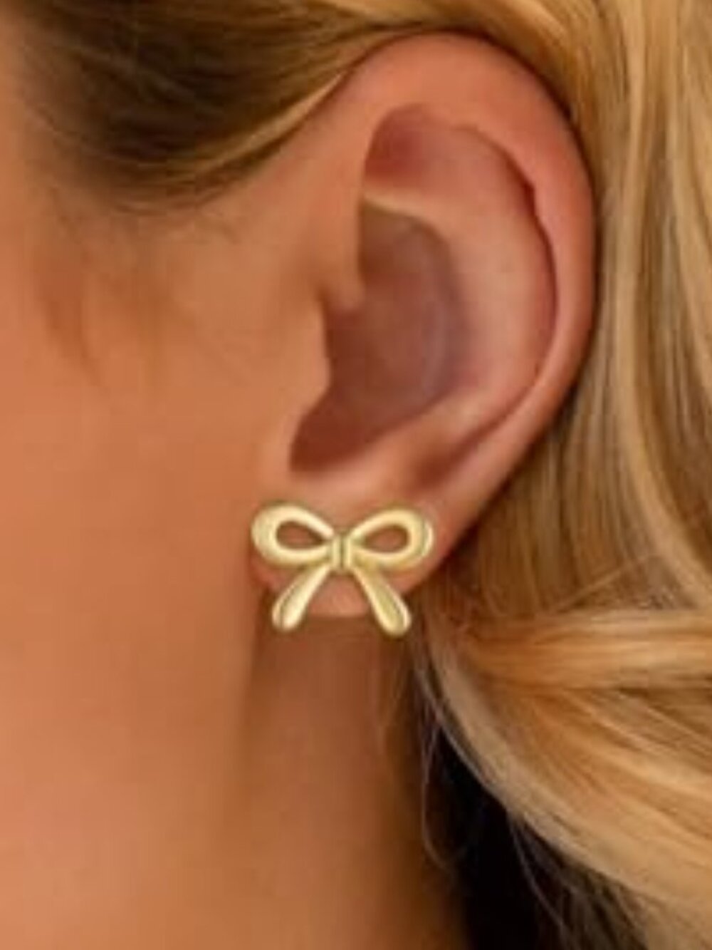 3 Pairs Gold Bow Earrings‎ for Women, 14K Gold Stud Bow Earrings